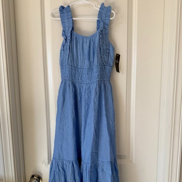 Abercrombie Kids Blue Smocked Maxi Dress - Size 9 - Picture 2 of 3